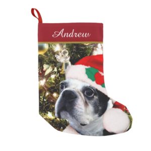 Christmas Boston Terrier dog Small Christmas Stocking