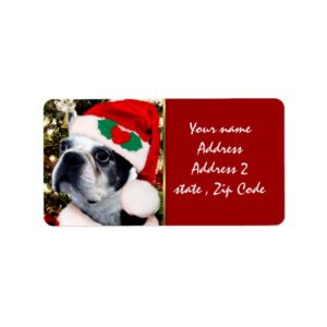 Christmas Boston terrier Label