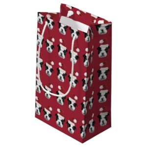 Christmas Boston Terrier puppies Small Gift Bag
