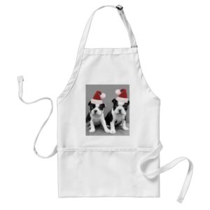 Christmas Boston Terriers Adult Apron