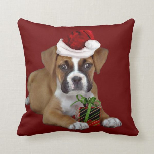 Christmas Boxer Dog throw pillow