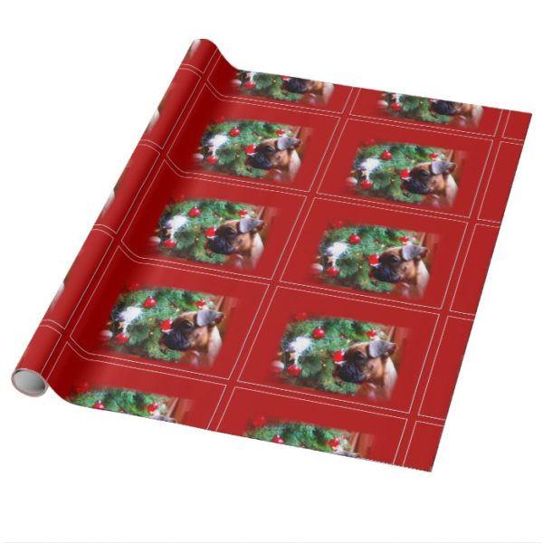 Christmas  boxer dog wrapping paper
