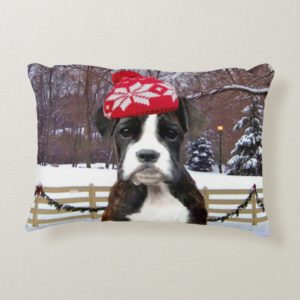 Christmas Boxer puppy Accent Pillow