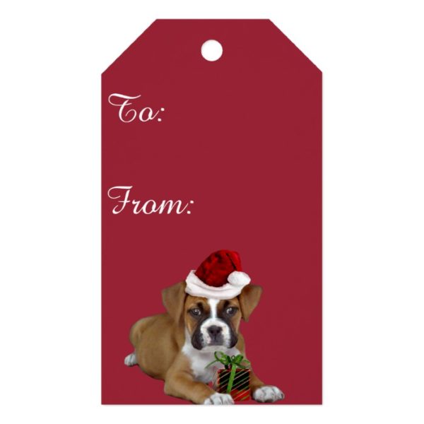 Christmas boxer puppy gift tags