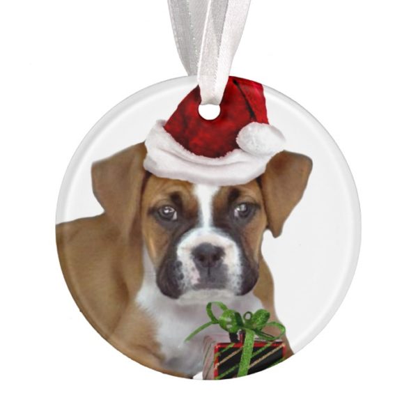 Christmas Boxer puppy Ornament
