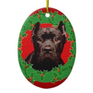 Christmas Cane Corso dog Ceramic Ornament