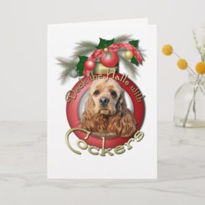 Christmas - Deck the Halls - Cockers Holiday Card