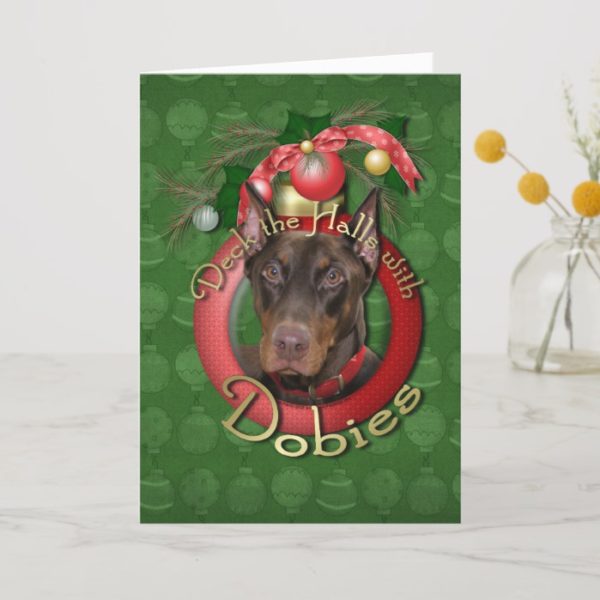 Christmas - Deck the Halls - Dobies - Rocky Holiday Card