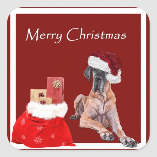 Christmas Dog Great Dane Square Sticker
