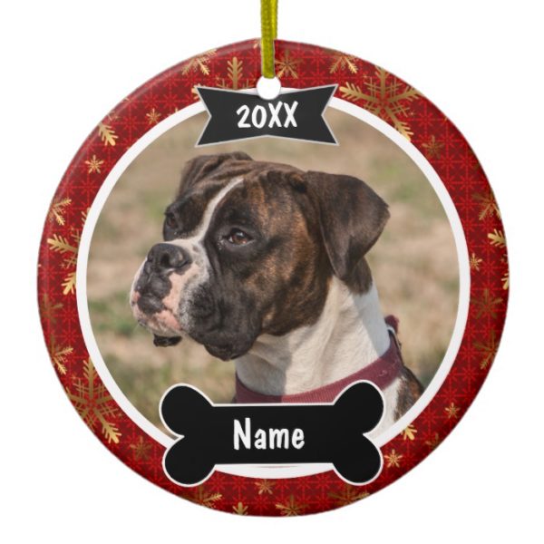 Christmas Dog Photo Ornament in Red