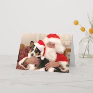 Christmas Greeting Card Santa and his Welsh Corgi