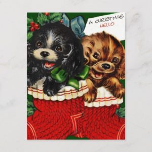 Christmas Hello Puppies Holiday Postcard