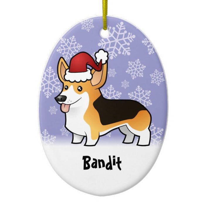 Christmas Pembroke Welsh Corgi (add pets name) Ceramic Ornament