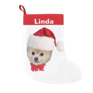 Christmas, Pomeranian Dog, Santa Hat, Name Small Christmas Stocking