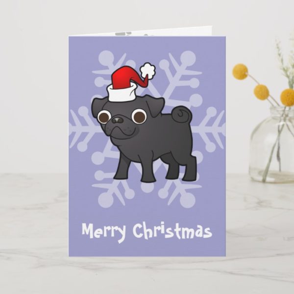 Christmas Pug (black) Holiday Card