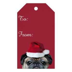 Christmas pug dog gift tags