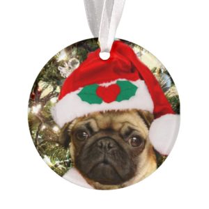 Christmas pug dog ornament