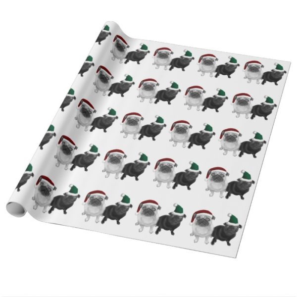 Christmas Pug Dogs Wrapping Paper