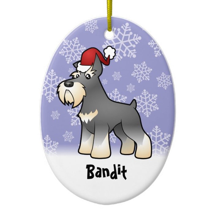 Christmas Schnauzer (add your pets name) Ceramic Ornament