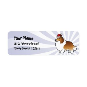Christmas Shetland Sheepdog / Collie Label