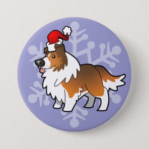 Christmas Shetland Sheepdog / Collie (sable) Button