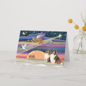 Christmas Star - Shetland Sheepdogs (2 Sable) Holiday Card