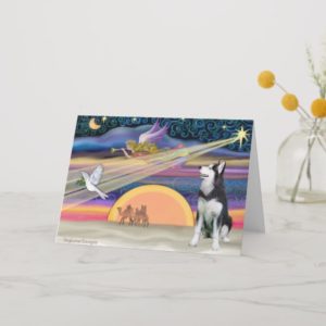 Christmas Star - Siberian Husky 1 Holiday Card