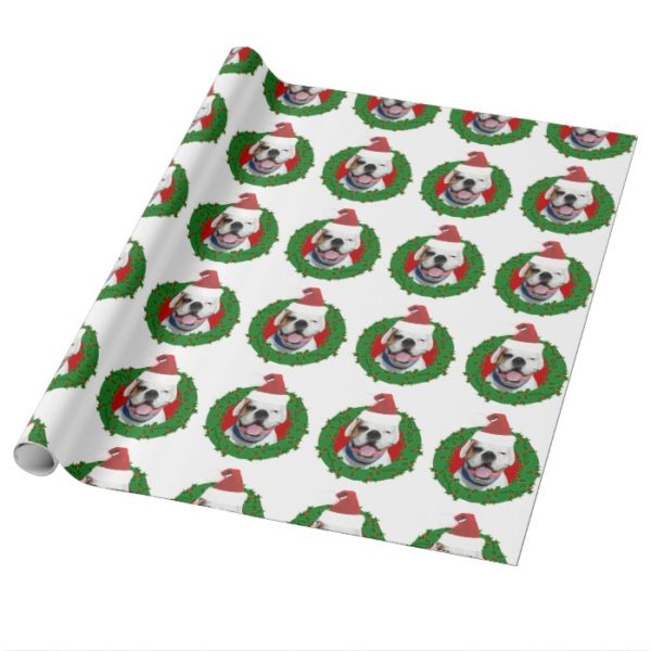 Christmas white boxer dog wrapping paper