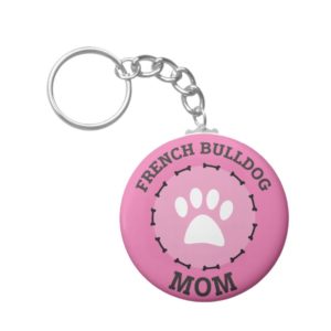Circle French Bulldog Mom Badge Keychain