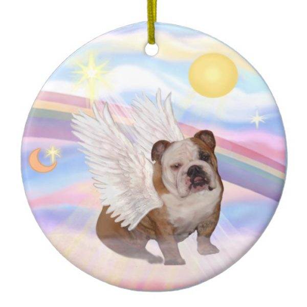 Clouds - English Bulldog Angel Ceramic Ornament