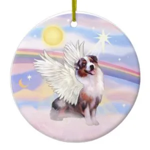 Clouds - Merle Australian Shepherd Angel (#1) Ceramic Ornament