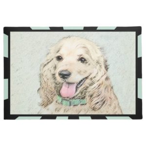 Cocker Spaniel Buff Painting - Original Dog Art Doormat