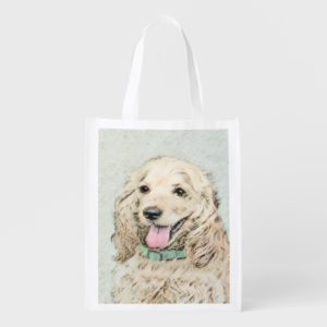 Cocker Spaniel Buff Painting - Original Dog Art Reusable Grocery Bag