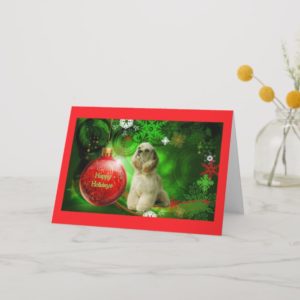 Cocker Spaniel Christmas Card Red BallGreen2