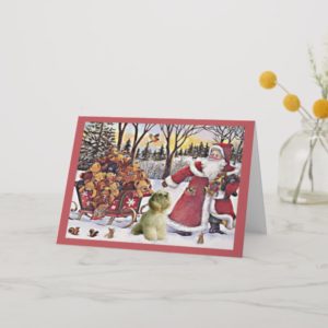 Cocker Spaniel Christmas Card Santa and Bears 1