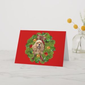 Cocker Spaniel Christmas Card Wreath