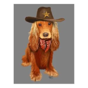 Cocker Spaniel Cowboy Postcard
