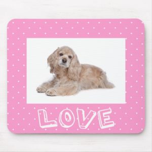 Cocker Spaniel Puppy Love Pink Polka Dot  Mousepad