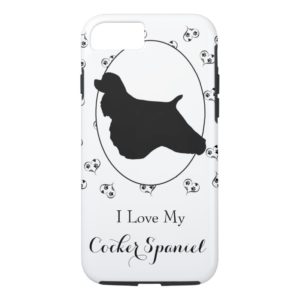 Cocker Spaniel Silhouette Hearts and Paw Prints Case-Mate iPhone Case