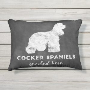 Cocker Spaniels Spoiled Here Vintage Chalkboard Outdoor Pillow