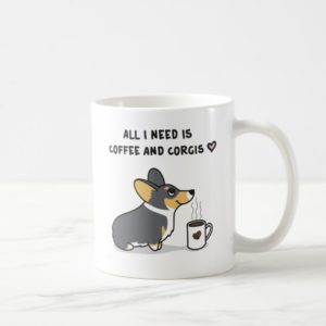 Coffee & Corgis [black-headed tri] Coffee Mug