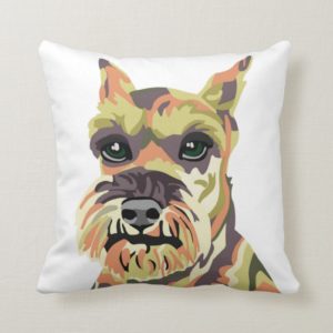 Colorful Abstract Schnauzer Throw Pillow