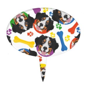 Colorful and playful Bernese Mountain Dog Cake Topper