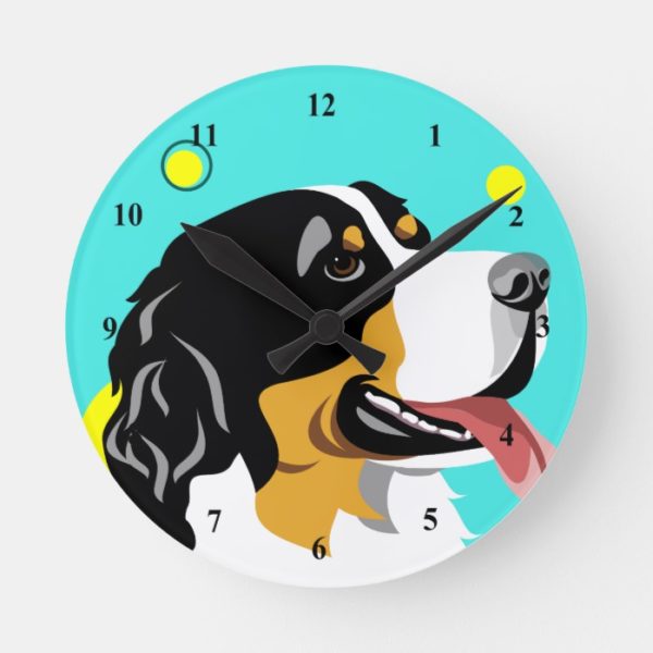 Colorful Bernese Mountain Dog Clocks