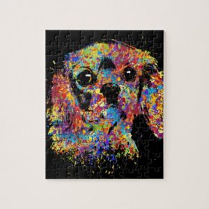 Colorful Cavalier King Charles Spaniel Jigsaw Puzzle
