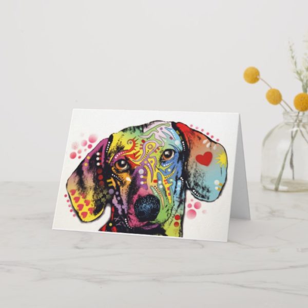 colorful Dachshund art Card