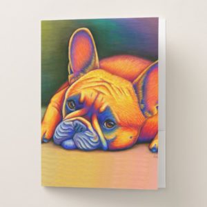 Colorful French Bulldog Dog pocket folders