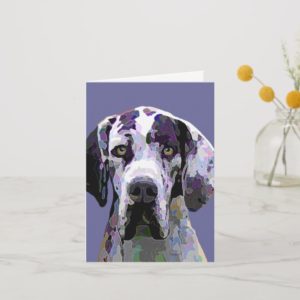 Colorful Harlequin Great Dane Face Card