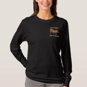 Corgi Agility Jump Embroidered Long Sleeve T-Shirt