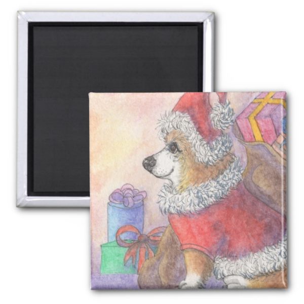 Corgi dog in Santa Claus costume Magnet